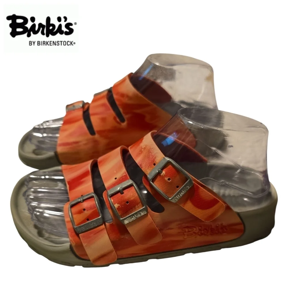 BIRKI'S Birkenstock Cuba Three Strap Water Sandals Tie-Dye Orange/ Red Size 36